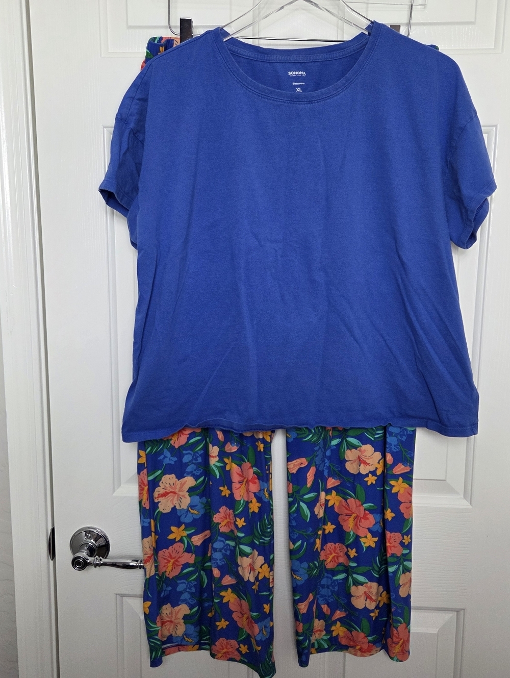 Sonoma Women's 2-piece Sleepwear Pajamas Set Size XL Blue Floral Tropical